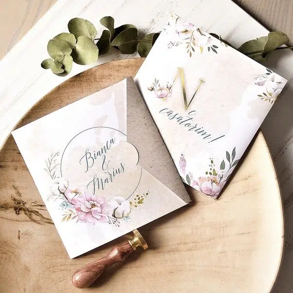 Foto Invitatie de Nunta cu motiv Floral - cod 39776 X
