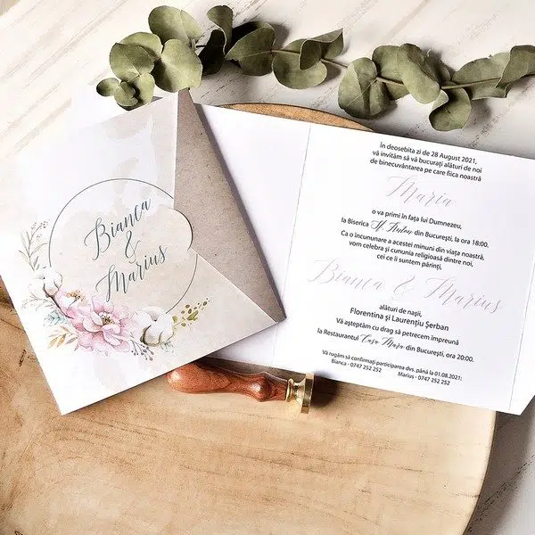 Foto Invitatie de Nunta cu motiv Floral - cod 39776 X