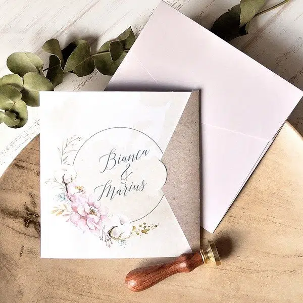Foto Invitatie de Nunta cu motiv Floral - cod 39776 X