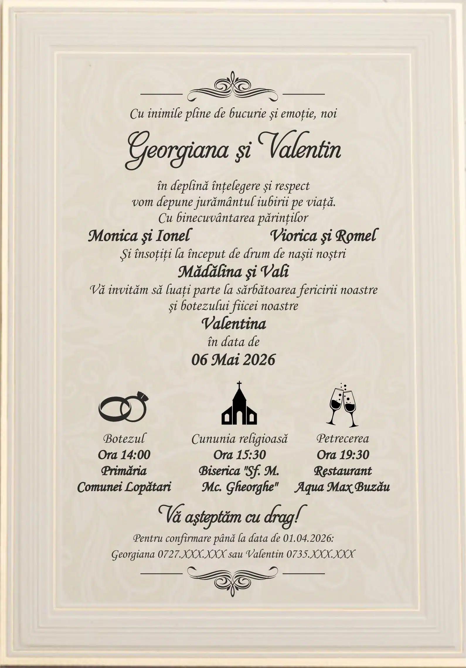Foto Invitatie de Nunta cu motiv Elegant - Cod 9132 P