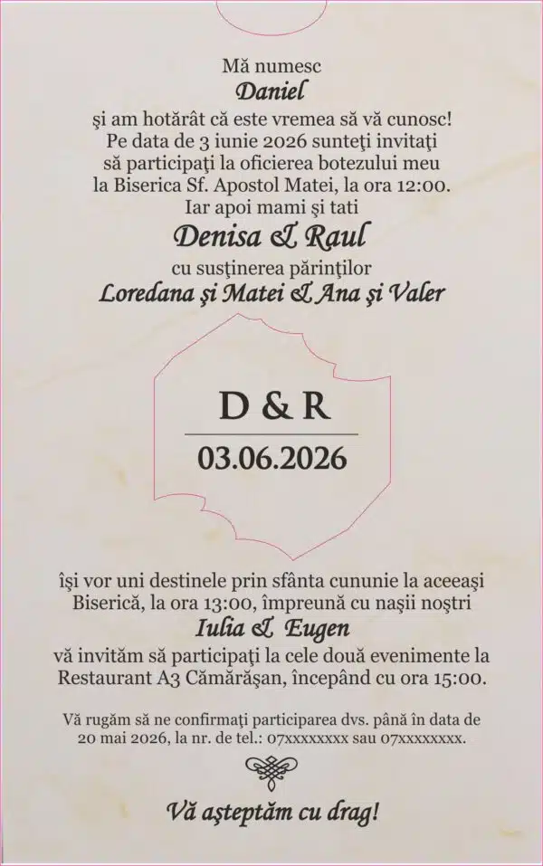 Foto Invitatie de Nunta cu motiv Elegant - Cod 9154 P