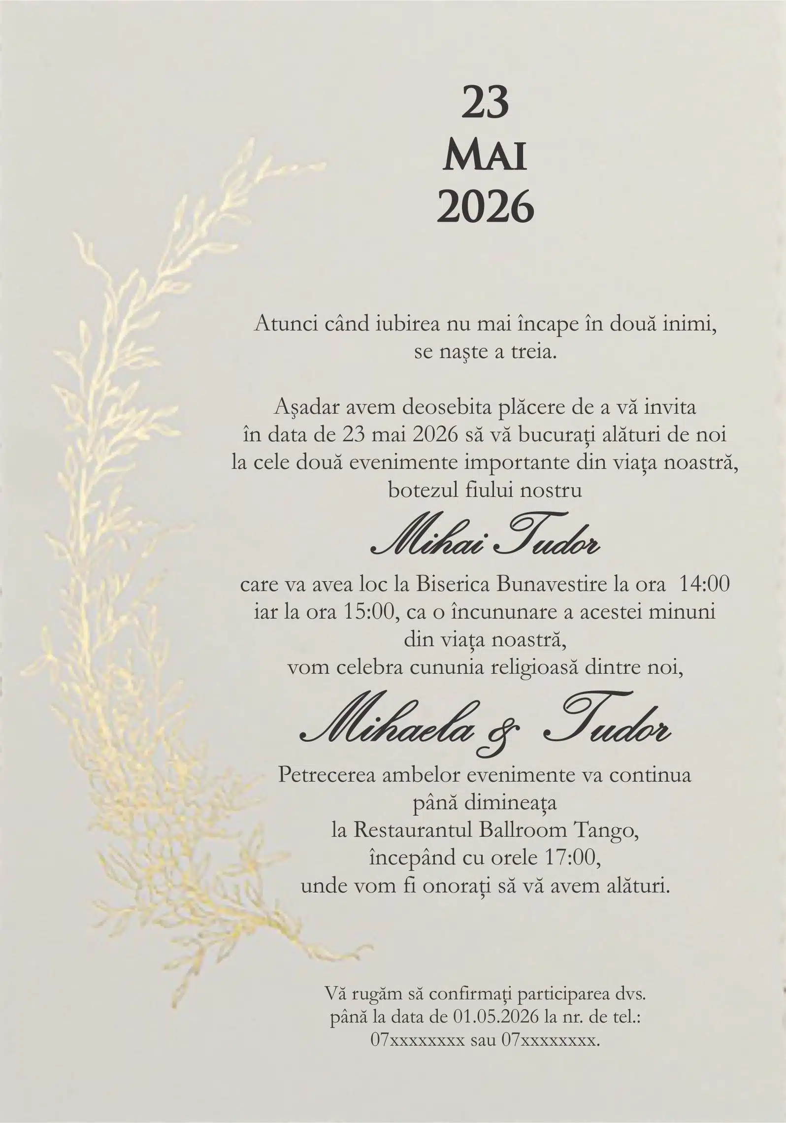 Foto Invitatie de Nunta cu motiv Elegant - Cod 9229 P