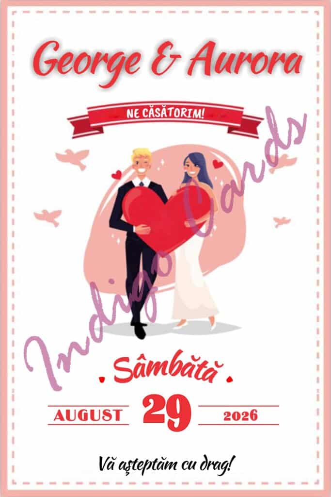 Invitatie De Nunta Digitala cu Miri - cod INDM3 - Indigo