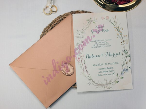 Invitatie de Nunta cu motiv Floral - cod 2404 P