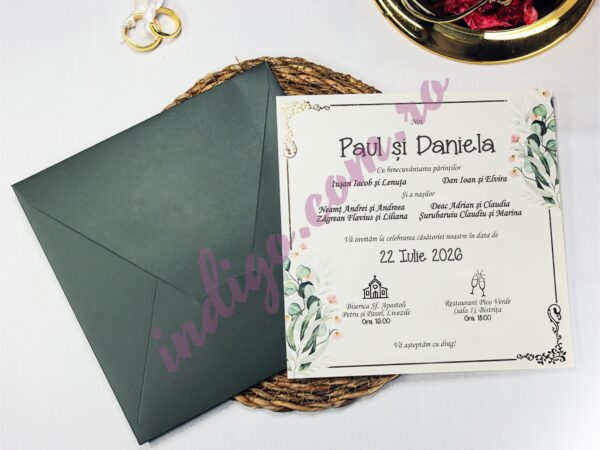 Invitatie de Nunta cu motiv Floral - cod 2438 P