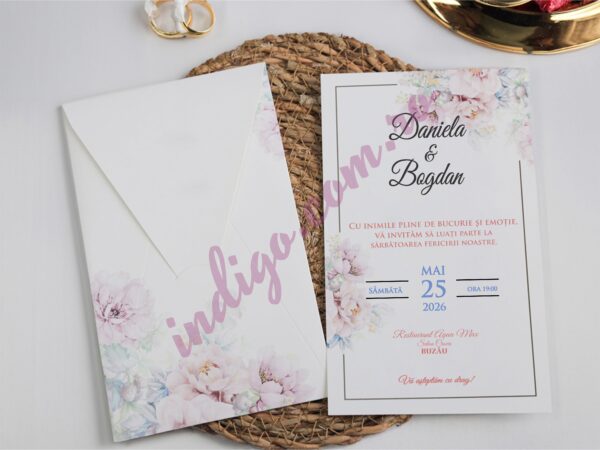 Invitatie de Nunta cu motiv Floral - cod 2475 P