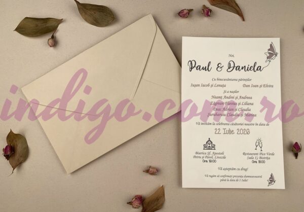 Invitatie de Nunta cu motiv Romantic – Cod 12253 P