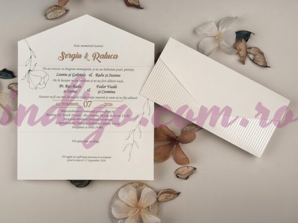 Invitatie de Nunta cu motiv Floral - cod 13334